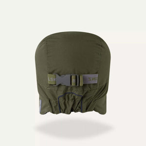 Olive green SealSkinz waterproof cap with adjustable buckle strap at the back