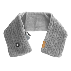 ActionHeat grey cable knit heated scarf with power bank and control button