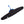 Black microfiber mop head attached to a blue plastic mop base and handle