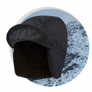 SealSkinz black winter cap with ear flaps and a brim