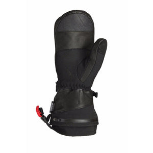 Seirus black waterproof breathable mitten with leather palm and wrist zipper