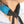 Icy Cools blue and black fabric neck cooling wrap tied around a person neck