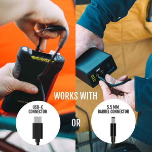 Ignik power device showing USB-C and 5.5 mm barrel connector compatibility