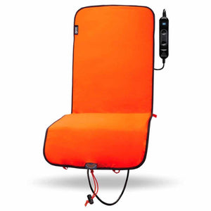 Ignik orange heated seat pad with black trim and remote controller