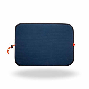 Ignik blue rectangular insulated seat pad with orange drawstrings