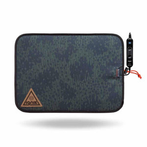Ignik heated pad with dark green camouflage pattern and digital temperature controller
