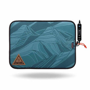 Ignik heated seat pad with blue mountain pattern and digital temperature controller