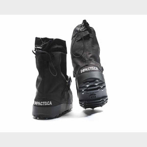 Impacto black ice traction overshoes with metal spikes on soles