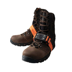 Impacto metatarsal guard attached to brown leather work boot