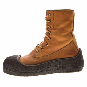 Impacto brown leather lace up work boot with black rubber toe cap