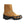 Tan leather work boot with black rubber ice traction cleat attached to the sole
