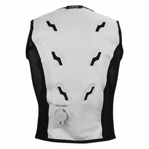 Back view of Inuteq cooling vest with water fill cap and black mesh side panels