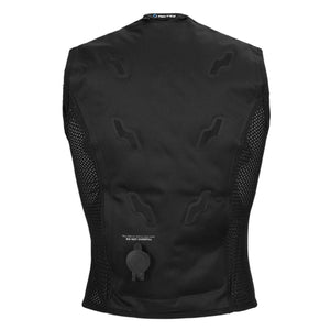 Back view of black Inuteq cooling vest with water fill cap and mesh side panels