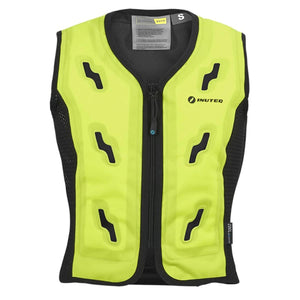 Inuteq neon yellow cooling vest with black trim and zipper front