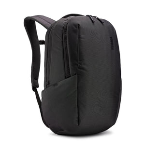 Thule black backpack with zippered compartments and padded shoulder straps