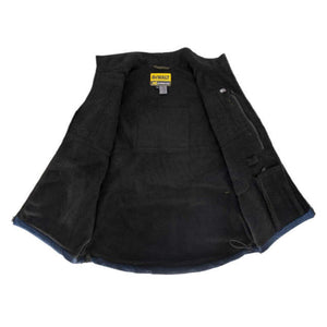 Interior view of a black DeWalt fleece lined vest