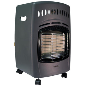 World Marketing portable gas heater with wheels and metal grille