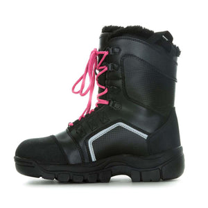 DSG Outerwear black winter boot with pink laces and faux fur lining