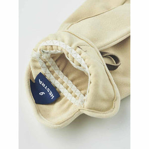 Hestra beige suede glove cuff with size 6 label