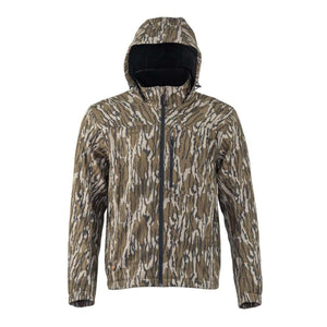 Mobile Warming hooded jacket in camouflage print with front zipper