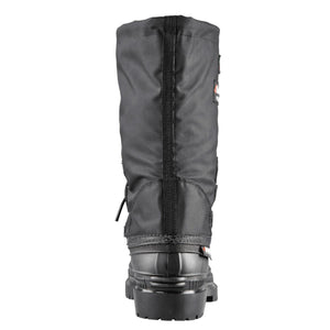 Back view of a black Baffin winter boot with a tall nylon shaft and rubber base