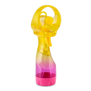 O2 Cool yellow and pink handheld misting fan