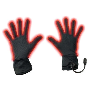 Gears Canada black heated glove liners with red glowing heating elements
