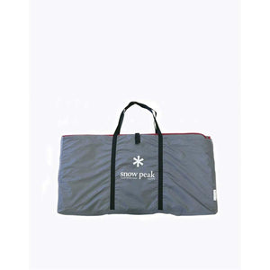 Grey Snow Peak storage bag with black handles and logo