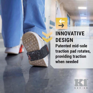 K1 Ice Cleats featuring a rotating mid-sole traction pad on a shoe