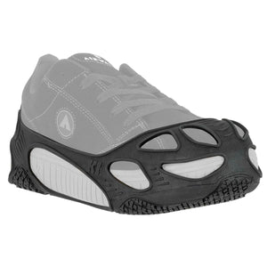K1 Ice Cleats black rubber traction device fitted over a grey sneaker