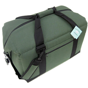 Olive green Polar Bear Coolers soft cooler bag with black straps and zipper