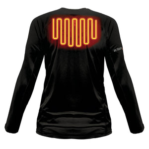 ActionHeat black long sleeve shirt with glowing red heating element on the back
