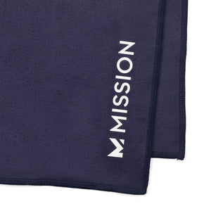 Navy blue Mission cooling towel with white logo