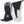 Hestra navy and white leather ski gloves with adjustable wrist straps and drawcord cuffs