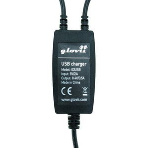 Glovii G2USB model USB charger with technical specifications printed on the black casing