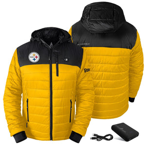 ActionHeat Pittsburgh Steelers heated puffer jacket with battery pack and charging cable