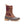 Kamik burgundy plaid lace up winter boot with brown rubber base and leather trim