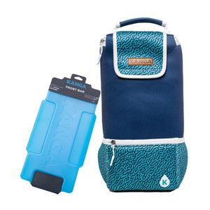 Kanga Frost Bar ice pack and blue patterned insulated cooler bag