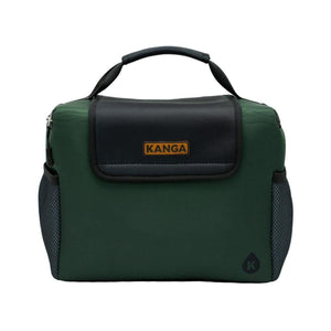Kanga Coolers green insulated lunch bag with black top flap and handle