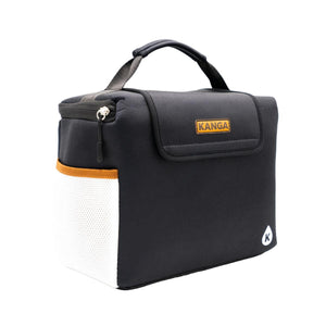 Black Kanga Coolers insulated lunch bag with a top handle and white mesh side pocket
