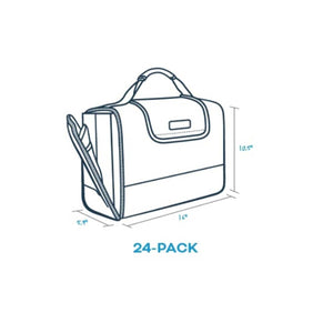 Kanga Coolers 24-pack cooler bag line drawing with dimensions 16 inches by 10.5 inches by 5.9 inches