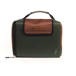 Kanga Coolers green and brown wood grain insulated beverage cooler bag