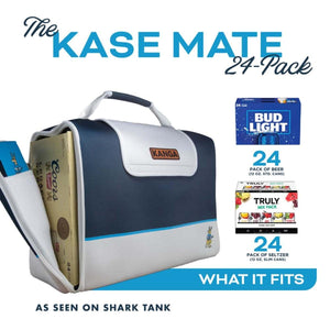 Kanga Coolers Kase Mate 24-pack showing compatibility with standard and slim 24-pack beverage cases