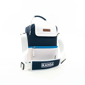 Kanga navy and white insulated cooler bag with shoulder strap