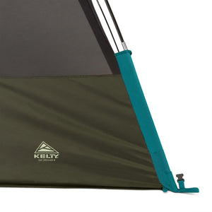 Kelty Day Dreamer 4 tent fabric detail with teal trim and Kelty logo