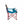 Side view of a blue and brown Kelty folding camp chair with a red metal frame