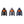 Three Kelvin hooded puffer jackets in black grey and blue with glowing orange heated back panels