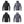 Kelvin hooded puffer jackets in black and grey shown from front and back views