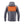 Back view of grey Kelvin heated puffer jacket with illuminated orange heating element panel