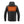 Back view of Kelvin black hooded puffer jacket with glowing orange heating element panel